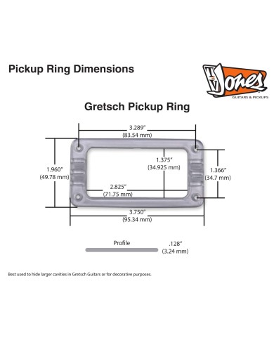 Offizielle Gretsch-Kontur für die Direktmontage des Pickups (nicht schwebend)
