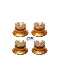 4 goldene inchSize Gibson-Style TopHat-Knöpfe V+T mit goldenen Reflectorkappen