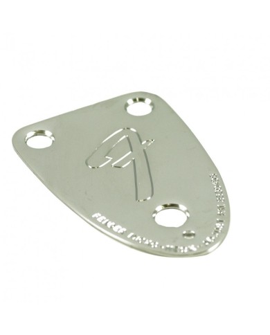 Fender 3-Loch-Halsplatte für Stratocaster und Telecaster 70s F-Logo Chrom Neck Plate 005-4525-049