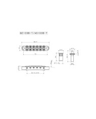 Gotoh Cosmo Black Nashville Tune-O-Matic Steg für LS, SG, ES, metrisch 6,4 mm 8M