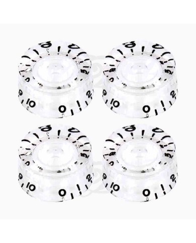 4 transparente Speed Knobs für Bass, inchSize, 24-Spline-Achse, für Gibson LP SG
