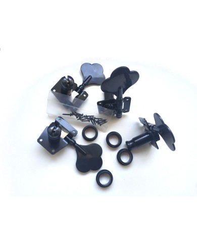 4 Bassmechaniken 2+2 mit reversiblen Getrieben, Schwarz, 14-mm-Achse