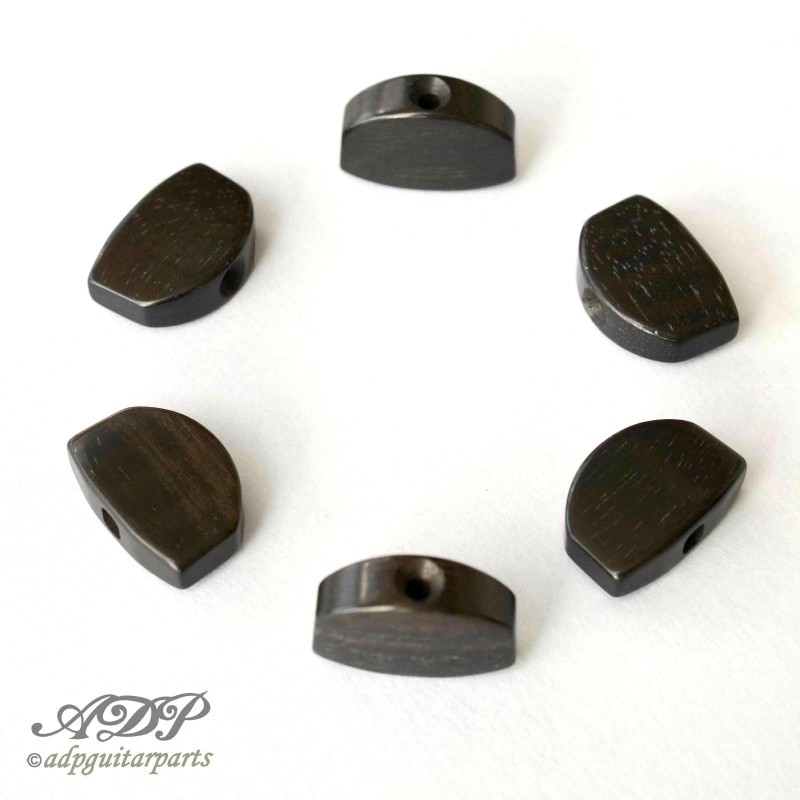 6 Large Ebony Buttons for Schaller M6 style Tuners