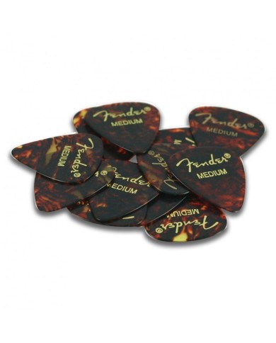 12 Fender Celluloid 351 Classic Shell Tortoise Medium Gitarrenplektren