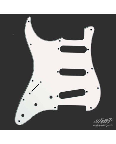 Pickguard SSS Stratocaster für Linkshänder, Weiß 3-lagig 11H .090" (2,286mm)