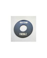 Schwarze Platte im Gibson Rhythm/Treble Stil, goldene Beschriftung