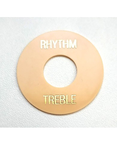 Cremefarbene Platte im Gibson Rhythm/Treble-Stil, goldene Beschriftung