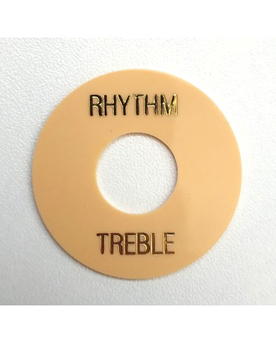 Cremefarbene Platte im Gibson Rhythm/Treble-Stil, goldene Beschriftung