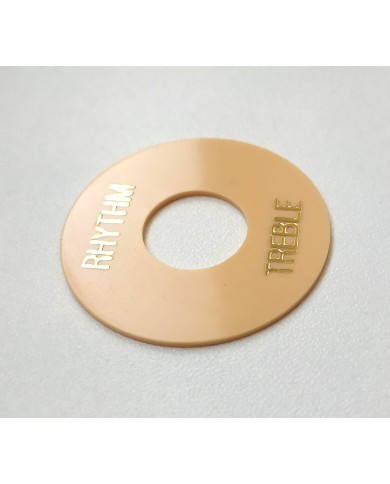 Cremefarbene Platte im Gibson Rhythm/Treble-Stil, goldene Beschriftung