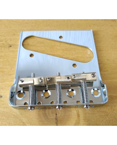 Telecaster-Bridge chrom 3 Messingreiter 10.8mm