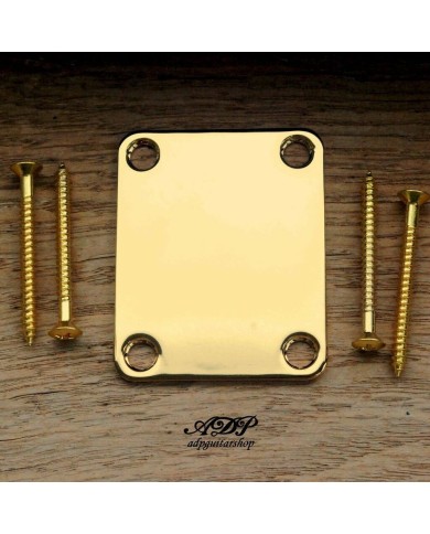 Halsplatte Neck Plate + 4 goldene Schrauben Tele Strat