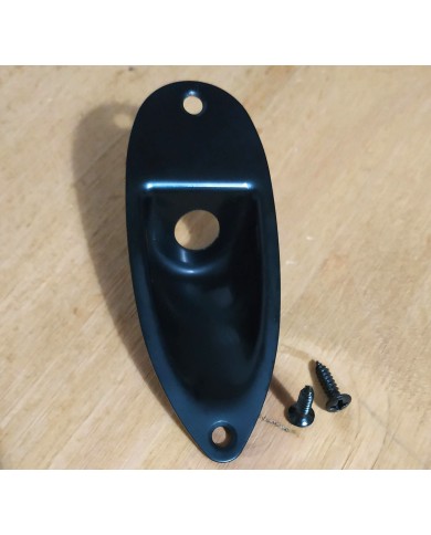 Schwarze Klinkenbuchsenplatte für Stratocaster + 2 Schrauben