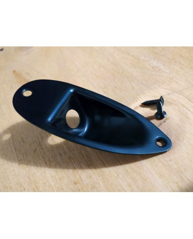 Schwarze Klinkenbuchsenplatte für Stratocaster + 2 Schrauben