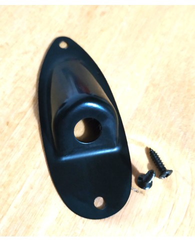 Schwarze Klinkenbuchsenplatte für Stratocaster + 2 Schrauben