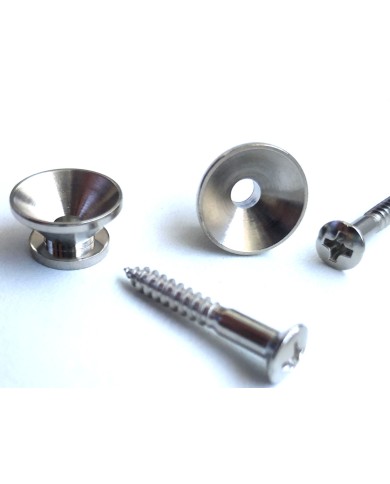 2 Gurtpins im Stratocaster-Stil, Nickel + Schrauben