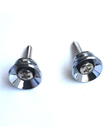 2 verchromte Gurtpins im Stratocaster-Stil + Schrauben