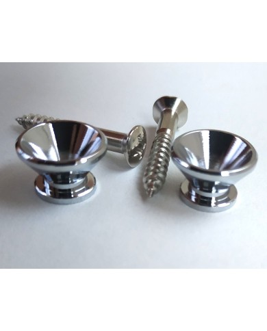 2 kleine Gurtpins im Stratocaster-Stil, verchromt, mit Schrauben