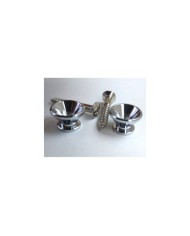 2 small Stratocaster Style Chrome Strap Buttons + screws
