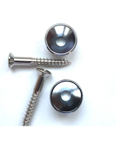 2 kleine Gurtpins im Stratocaster-Stil, verchromt, mit Schrauben