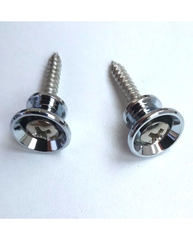 2 kleine Gurtpins im Stratocaster-Stil, verchromt, mit Schrauben