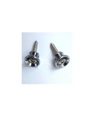 2 small Stratocaster Style Chrome Strap Buttons + screws
