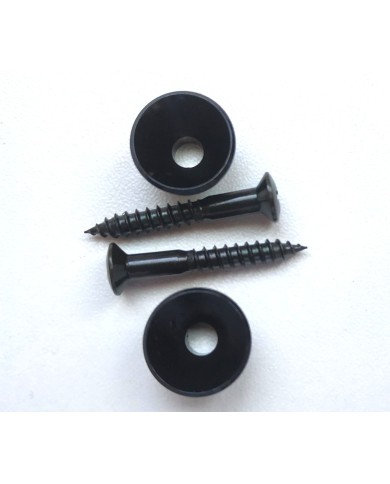 2 kleine schwarze Gurtpins im Stratocaster-Stil + Schrauben