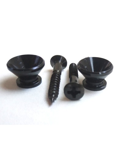 2 kleine schwarze Gurtpins im Stratocaster-Stil + Schrauben