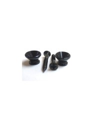 2 kleine schwarze Gurtpins im Stratocaster-Stil + Schrauben