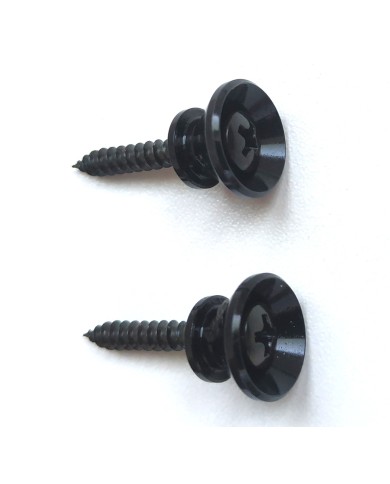 2 kleine schwarze Gurtpins im Stratocaster-Stil + Schrauben