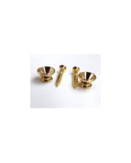 2 Small Stratocaster Style Gold Strap Buttons + screws