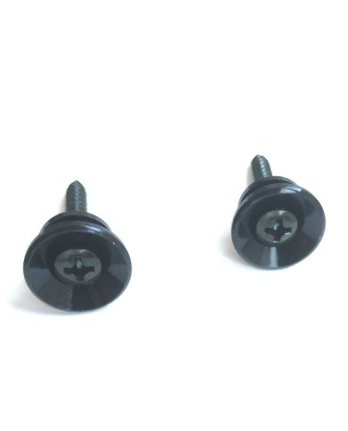 2 schwarze Gurtpins im Stratocaster-Stil, Typ Gotoh, mit Schrauben