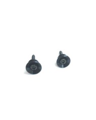 2 schwarze Gurtpins im Stratocaster-Stil, Typ Gotoh, mit Schrauben