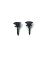 2 schwarze Gurtpins im Stratocaster-Stil, Typ Gotoh, mit Schrauben