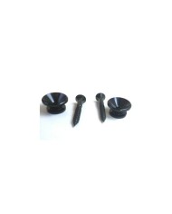 2 schwarze Gurtpins im Stratocaster-Stil, Typ Gotoh, mit Schrauben