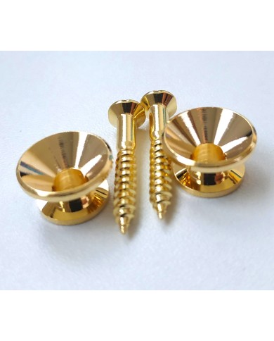 2 Gurtpins Gold im Stratocaster-Stil Typ Gotoh + Schrauben