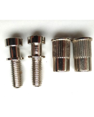 Set mit 2 Schrauben + 2 metrischen Einsätzen, Nickel, Durchmesser 12 mm für Stoptail-Saitenhalter