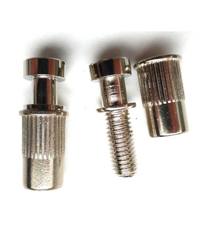 Set mit 2 Schrauben + 2 metrischen Einsätzen, Nickel, Durchmesser 12 mm für Stoptail-Saitenhalter
