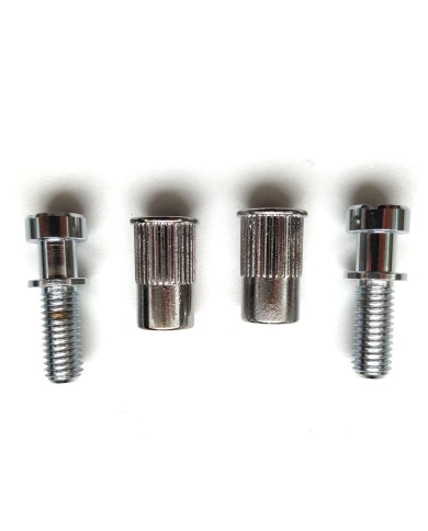 Set mit 2 Schrauben + 2 metrischen Einsätzen, verchromt, Durchmesser 12mm für Stoptail-Saitenhalter