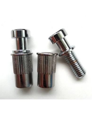 Set mit 2 Schrauben + 2 metrischen Einsätzen, verchromt, Durchmesser 12mm für Stoptail-Saitenhalter