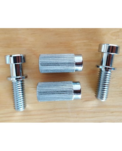 Set mit 2 Schrauben + 2 metrischen Einsätzen, Chrom, Durchmesser 11mm für Stoptail-Saitenhalter