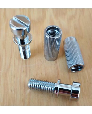 Set mit 2 Schrauben + 2 metrischen Einsätzen, Chrom, Durchmesser 11mm für Stoptail-Saitenhalter