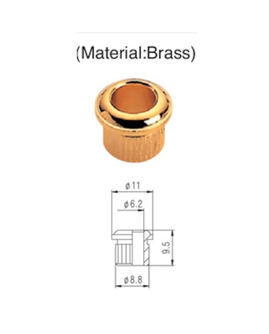 6 Bushing-Hülsen aus verchromtem Messing 9,5 x 8,8 x 6.2mm