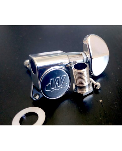 1 gekapselte Wilkinson-Mechanik, Chrom, linke Seite, mit großem ovalem Flügel