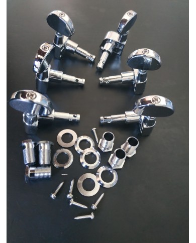 6 Wilkinson Ölbad-Mechaniken, chrom, 3+3 mit großem ovalem Flügelknopf