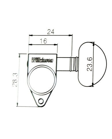 1 gekapselte Wilkinson-Mechanik, verchromt, rechte Seite, mit Bohnenflügel, gerade Schraube