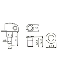 1 Wilkinson-Mechanik, geschlossen, schwarz, linke Seite, mit Nierenknopf, Schraube rechts
