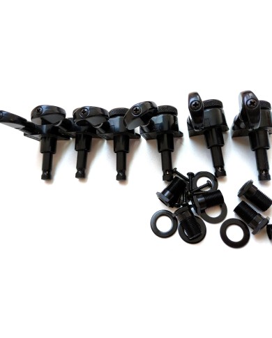 Linkshänder-Mechaniken 6 in Reihe, arretierbar, schwarz, JinHo, Kidney-Flügelgriffe