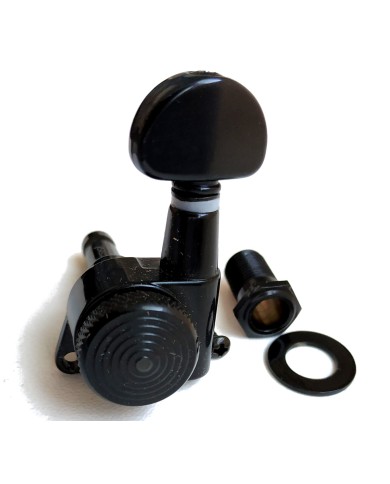 Linkshänder-Mechaniken 6 in Reihe, arretierbar, schwarz, JinHo, Kidney-Flügelgriffe