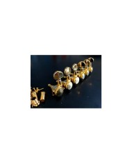 6 in line LEFTY Gold JinHo locking Machine head, "kidney bean" buttons