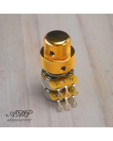 Doppelpotentiometer CTS EP-4585 Concentric Pot 250K/500K A + goldfarbener Knopf